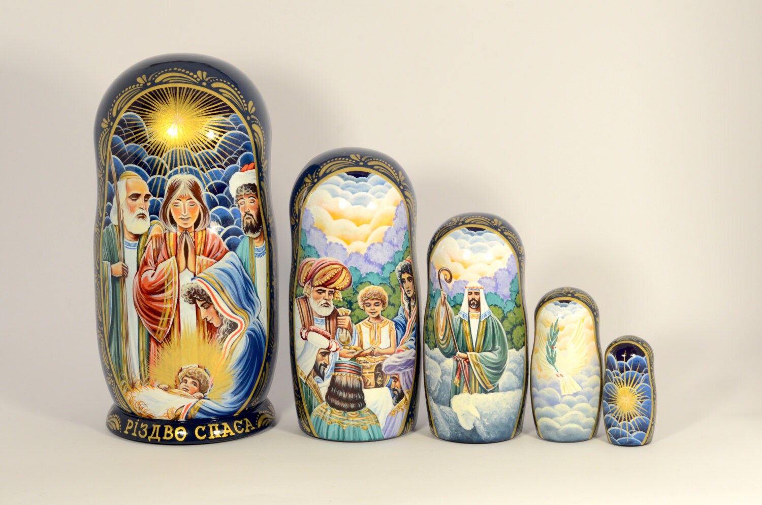 Traditional Nativity Scene Nesting Doll 5Pcs Matryoshka Etsy