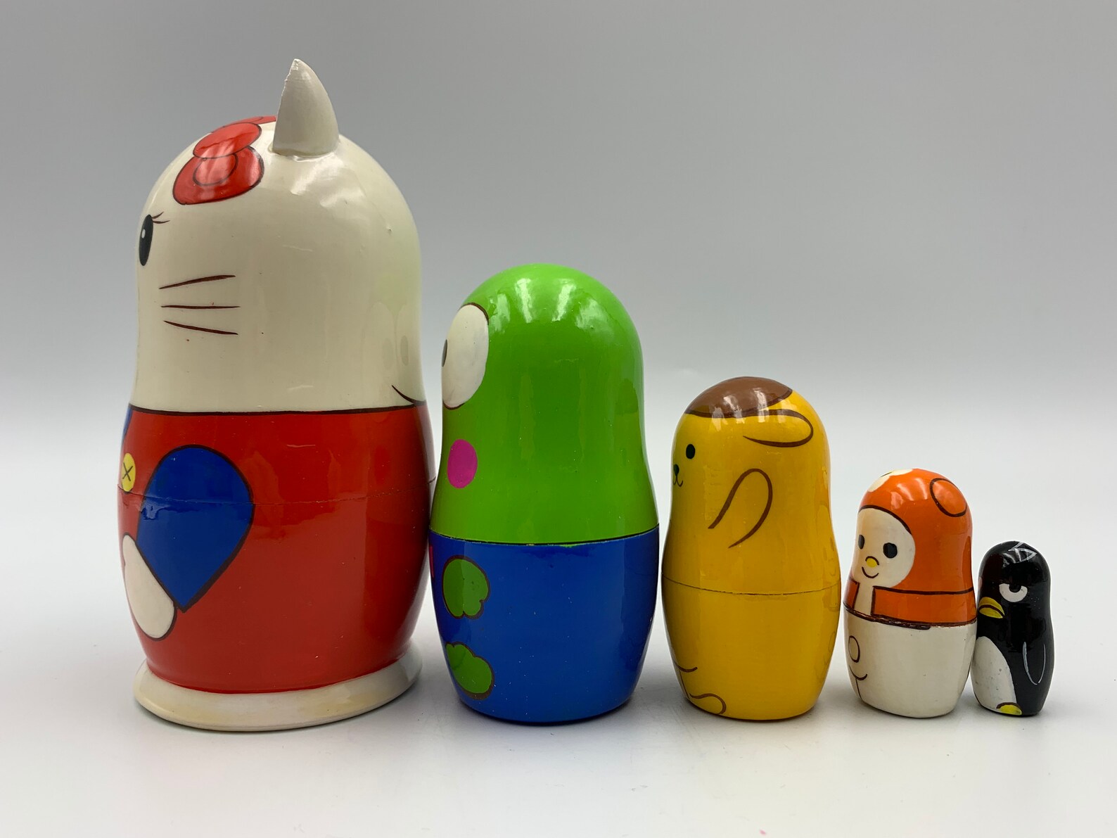 Cartoon Nesting Doll Hand Painted Matryoshka Doll 5pieces Etsy