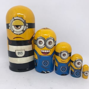 MADE IN UKRAINE! Cartoon Nesting Doll 4.3in, Handmade Nesting Doll, Hand Painted,  , Collectable, Gift, Funny Gift, Gift for child