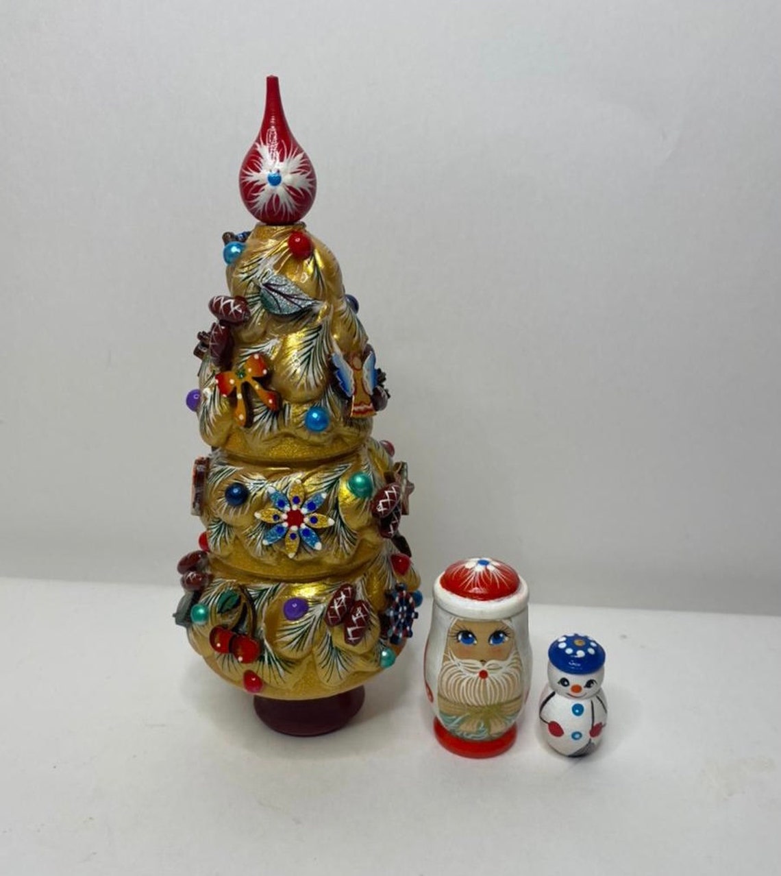 3 pcs Russian Nesting doll Christmas Tree 6 Wooden Matryoshka Etsy