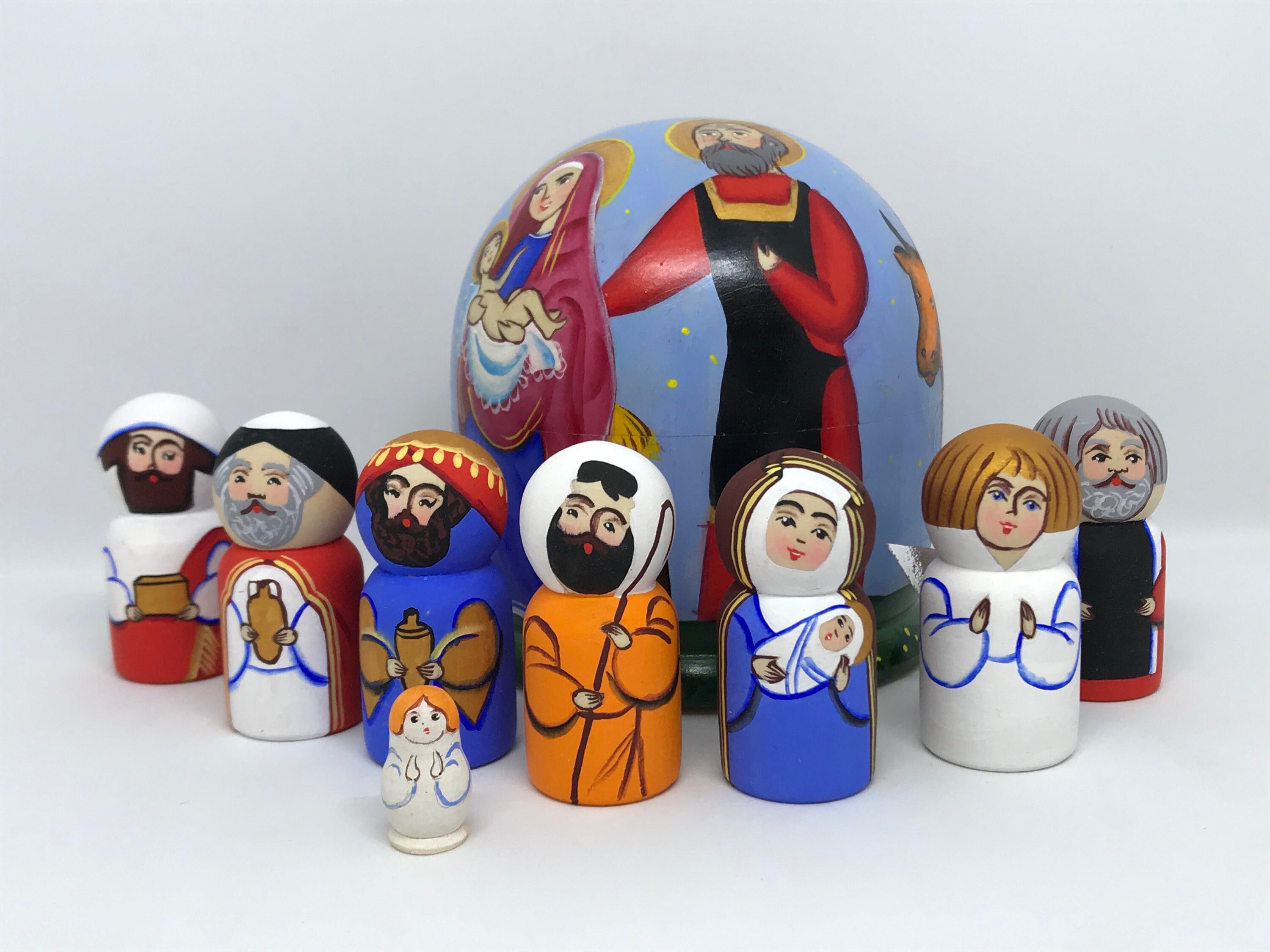 Nativity Nesting Doll 3.9 9pcs Wooden Christmas Nesting Etsy