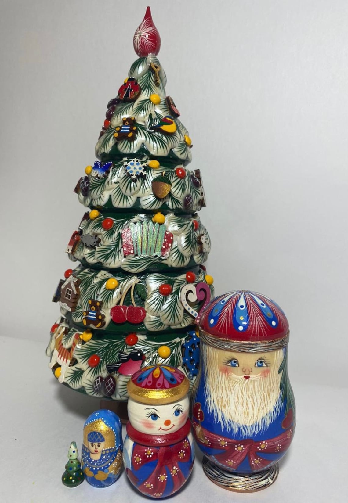 10 5 pieces Russian Nesting doll Christmas Tree Wooden Etsy