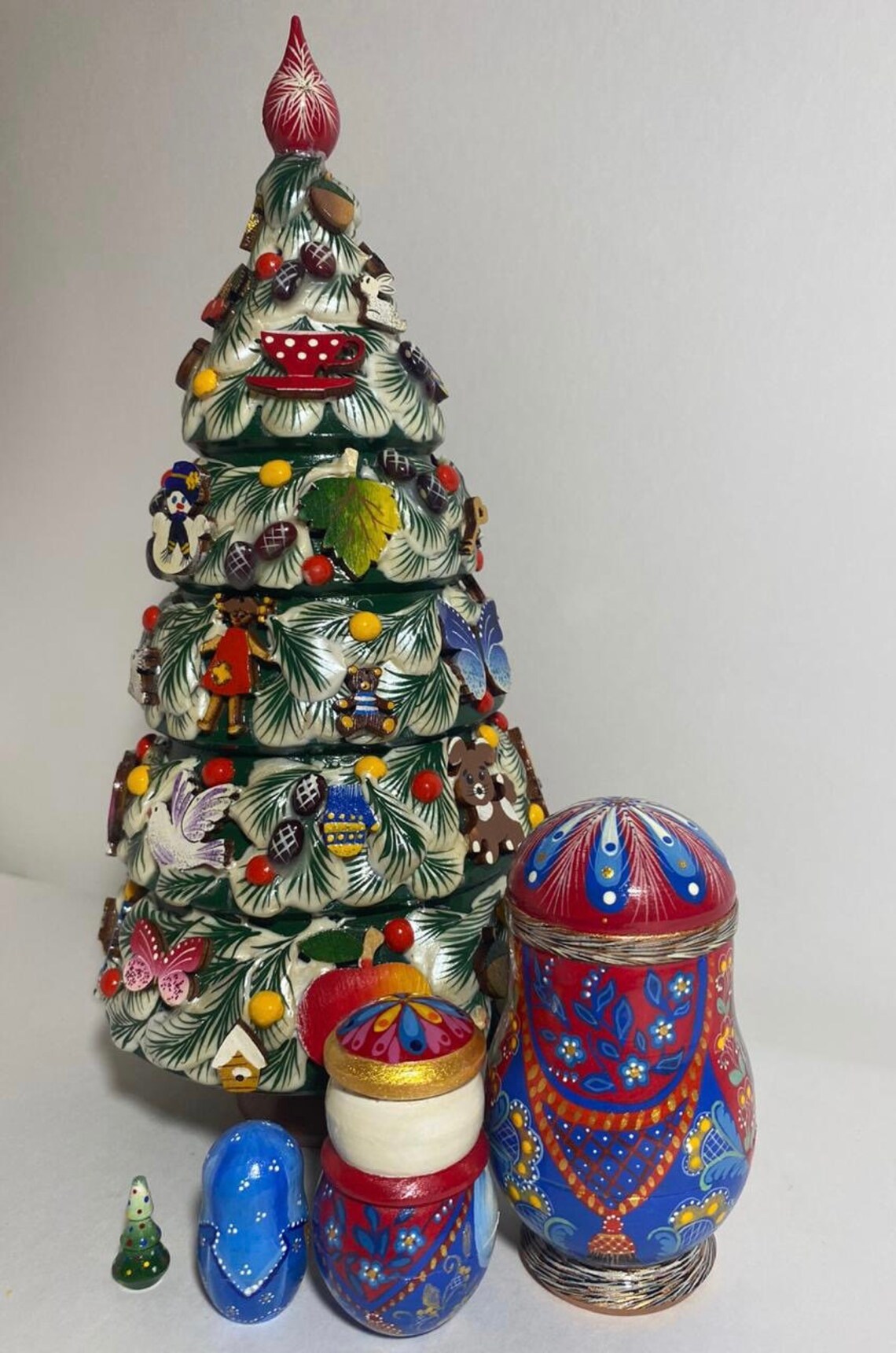 10 5 pieces Russian Nesting doll Christmas Tree Wooden Etsy