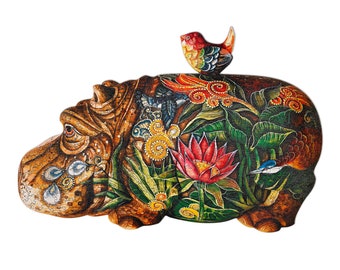 HappyOwl Animals Wooden Jigsaw Puzzle | Hippo Puzzle | Laser Cut, Premium Wood, Unique Shape, for Adult and Kids, Unique Gift
