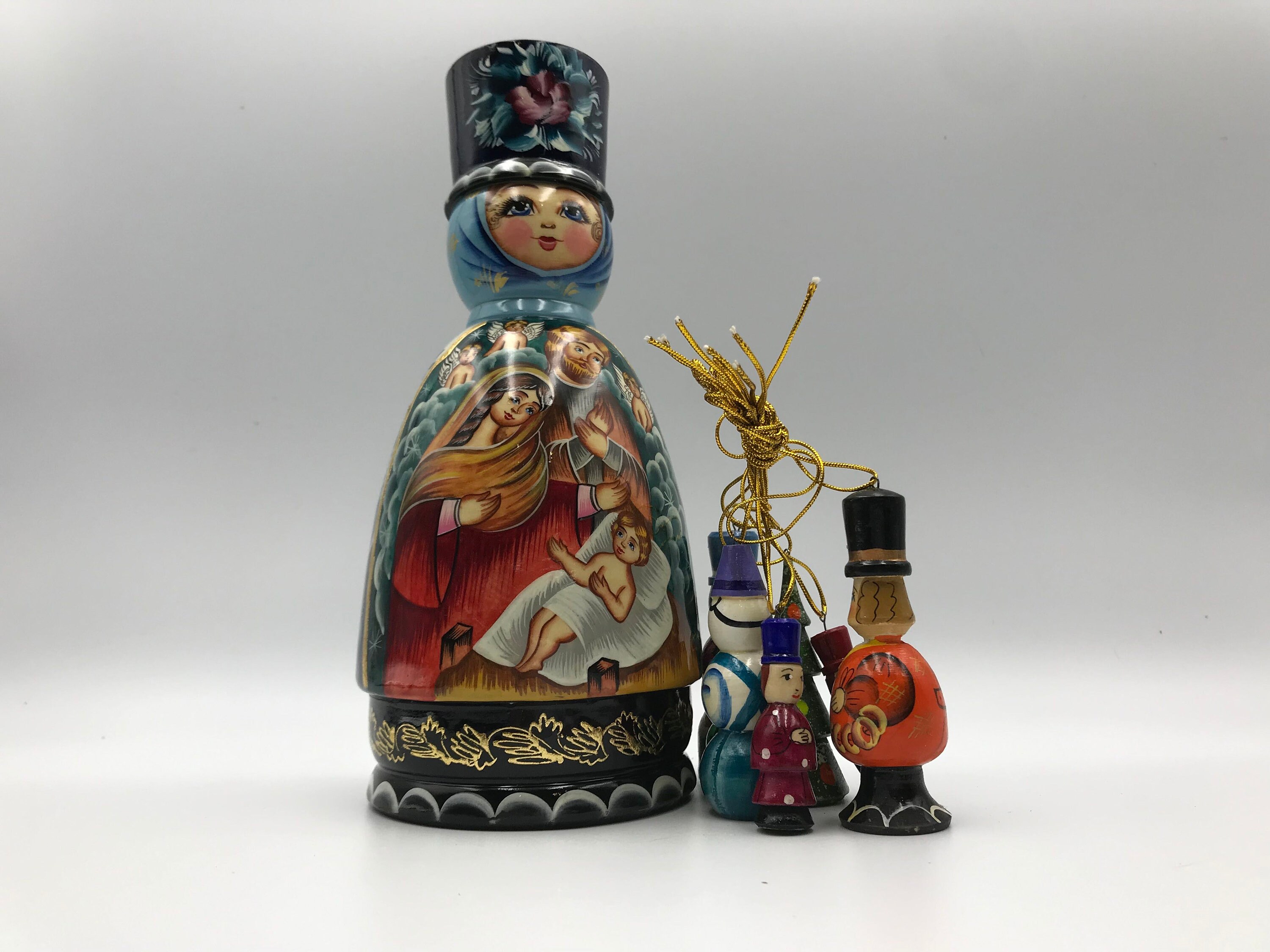 Russian Nesting doll with Christmas ornaments 8.2 Wooden Etsy