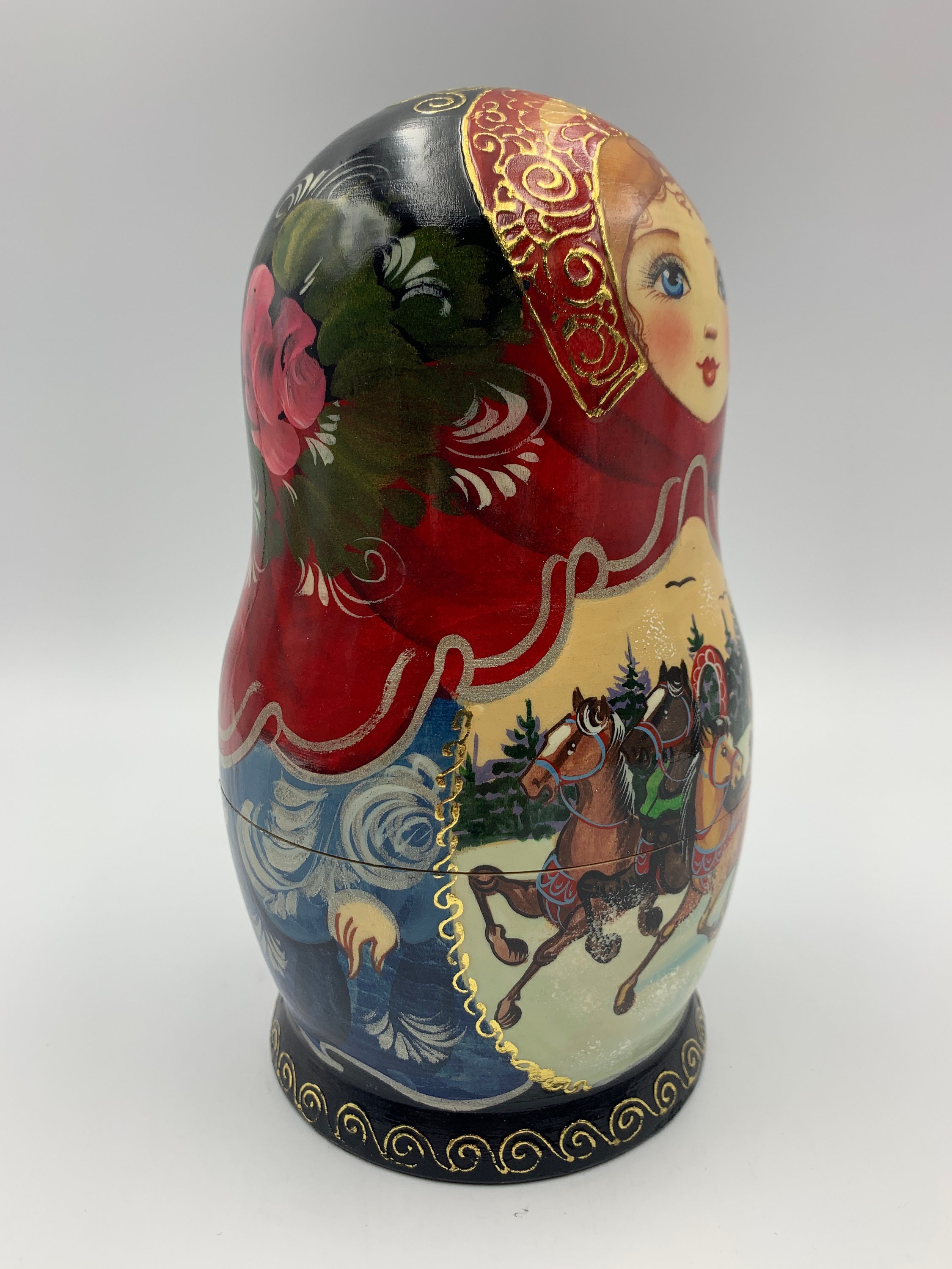 Russian Nesting doll with Christmas ornaments 7.5 Wooden Etsy