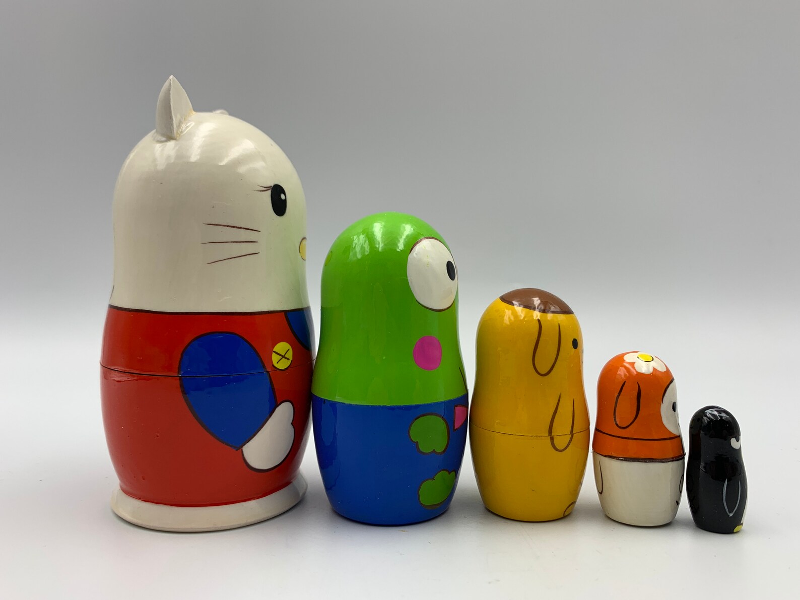 Cartoon Nesting Doll Hand Painted Matryoshka Doll 5pieces Etsy