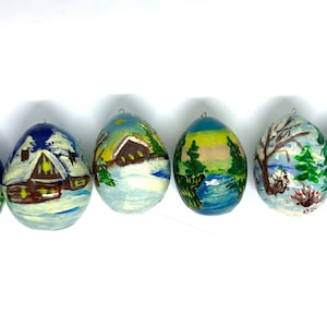 Ukrainian Wooden Christmas Set of tree decorations  Hand painted carved Home decor Gift Miniature, Christmas ornaments  Christmas bauble Joy