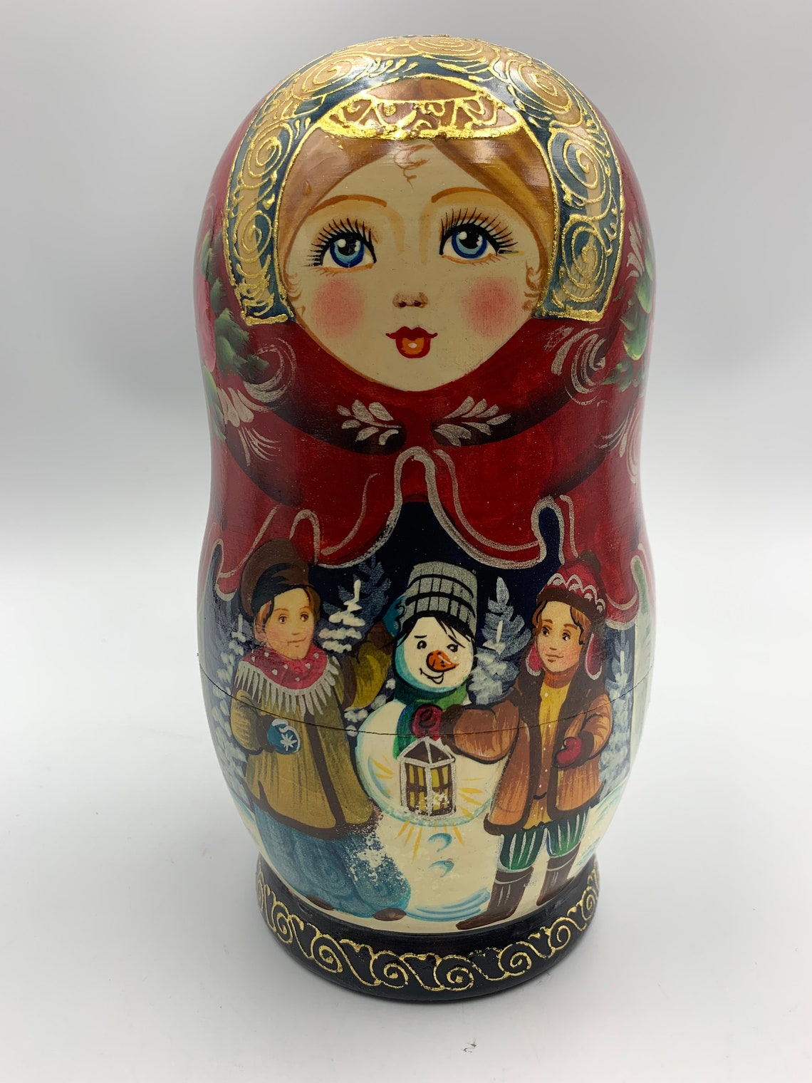 Russian Nesting doll with Christmas ornaments 8.5 Wooden Etsy