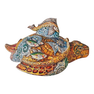 HappyOwl Animals Wooden Jigsaw Puzzle | Turtle Puzzle | Laser Cut, Premium Wood, Unique Shape, for Adult and Kids, Unique Gift
