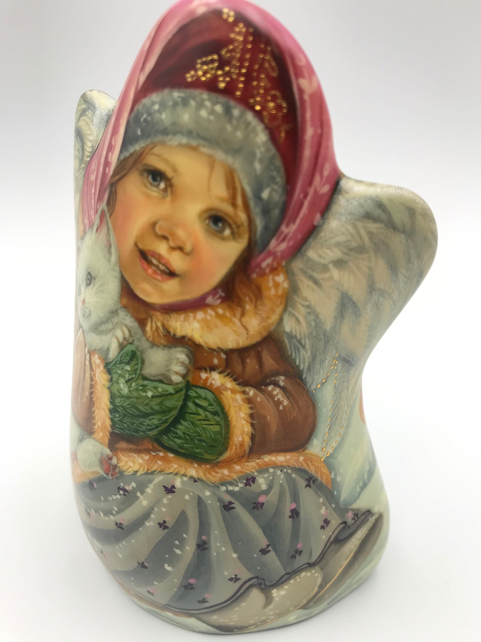 Wooden Angel Figurine 5.1 Hand painted carved Christmas Etsy