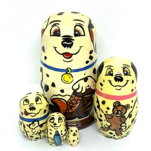 Made in Ukraine! Dog Nesting Doll  Hand Painted Matryoshka Doll 5pieces  Funny Gifts Kids Room Decor Kids Gift  Wood toys for Kids