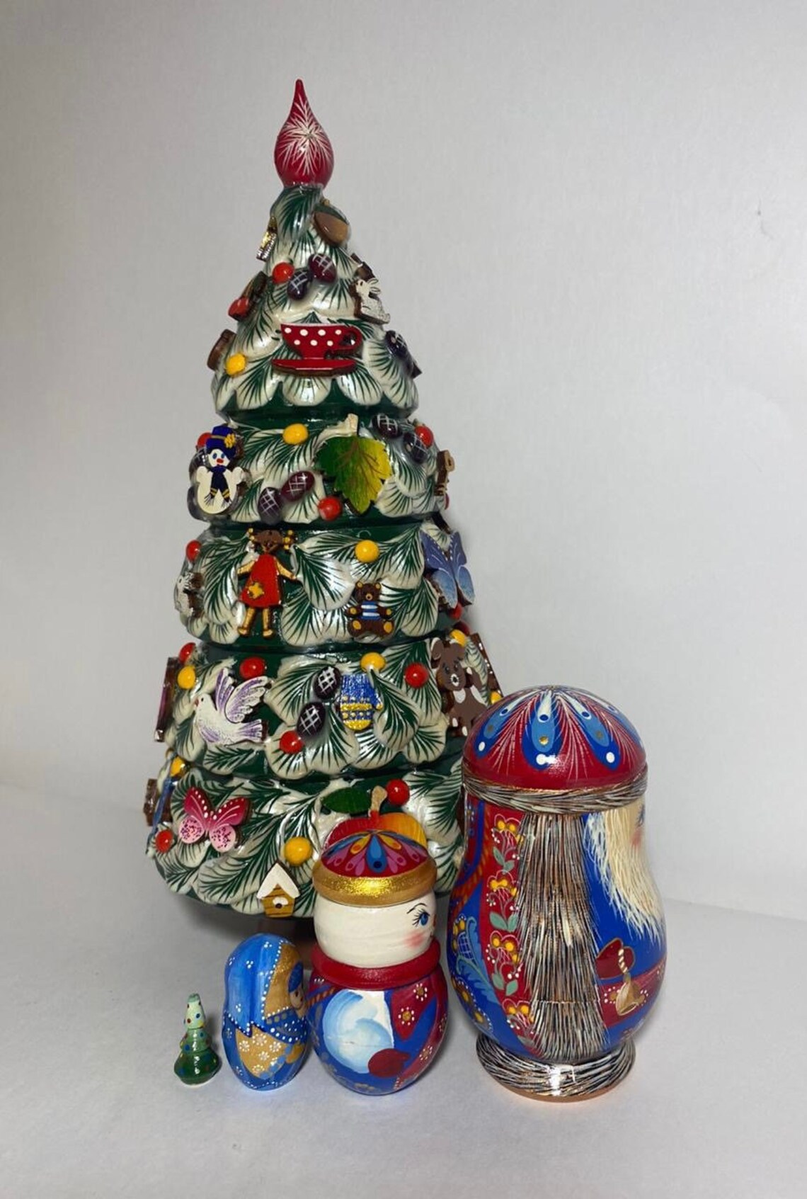 10 5 pieces Russian Nesting doll Christmas Tree Wooden Etsy