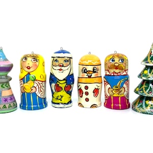 Ukrainian Wooden Christmas Set of tree decorations  Hand painted carved Home decor Gift Miniature, Christmas ornaments  Christmas bauble Joy