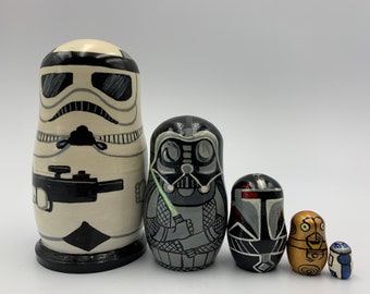 MADE IN UKRAINE Cartoon Nesting Doll Handgemalte Matroschka Puppe 5 Stück Lustige Geschenke Kinderzimmer Dekor Kinder Geschenk Holzspielzeug für Kinder