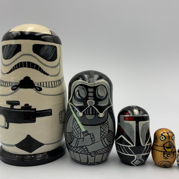 MADE IN UKRAINE Cartoon Nesting Doll Handgemalte Matroschka Puppe 5 Stück Lustige Geschenke Kinderzimmer Dekor Kinder Geschenk Holzspielzeug für Kinder