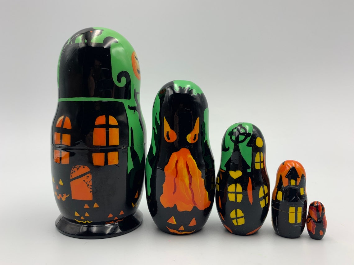 4.7 Halloween Nesting Doll Hand Painted Doll 5pieces Etsy