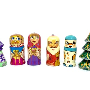 Ukrainian Wooden Christmas Set of tree decorations  Hand painted carved Home decor Gift Miniature, Christmas ornaments  Christmas bauble Joy