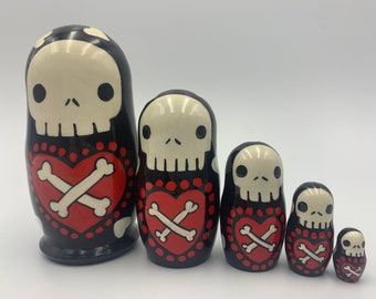 MADE IN UKRAINE! 4.7" Halloween  Nesting Doll  Hand Painted Doll 5pieces  Funny Gifts Kids Room Decor Kids Gift  Wood toys for Kids