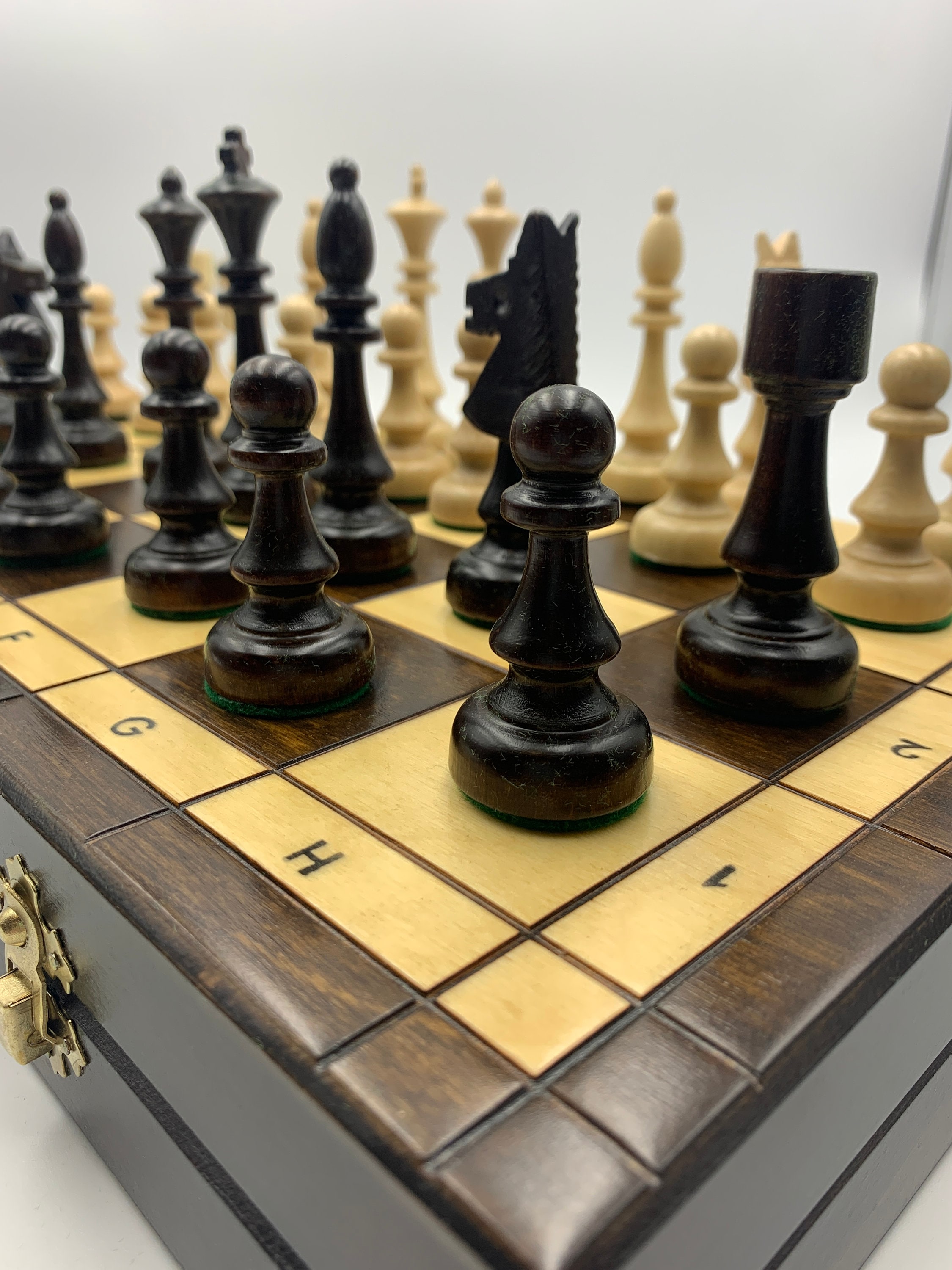 19 Wooden chess set board Handmade Souvenir chess | Etsy