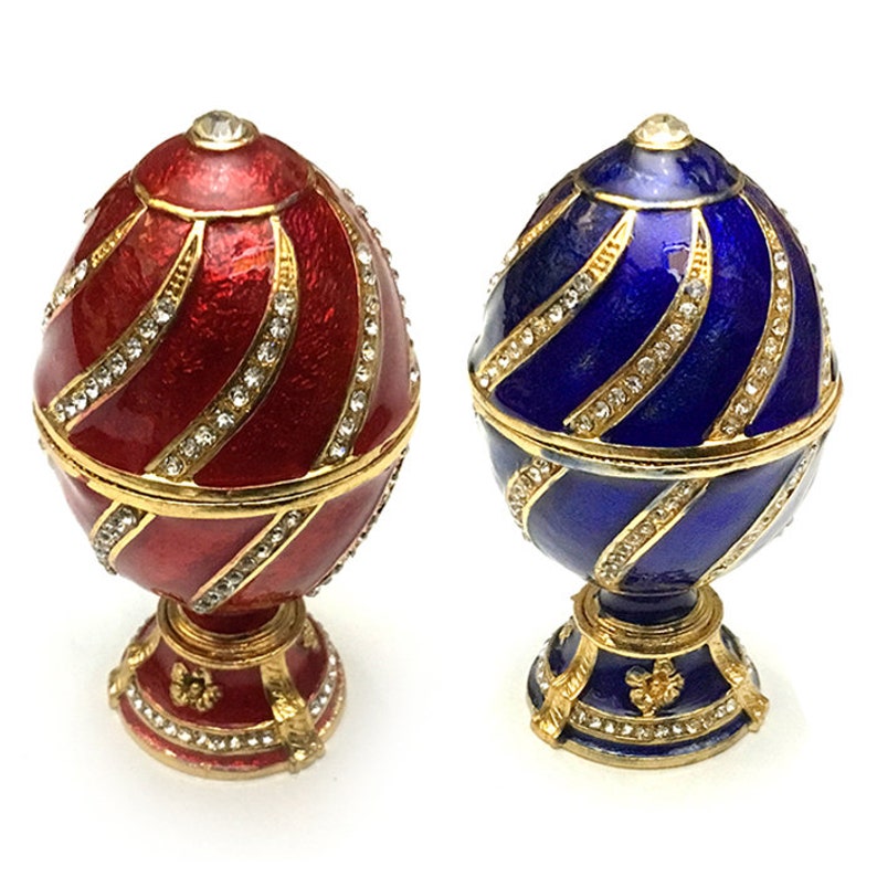 Ukrainian Faberge Style Red Easter Egg 4.7 12 cm Height , Crafted With Enamel & Swarovski Crystals, Easter Egg, Gift Home Decoration image 2