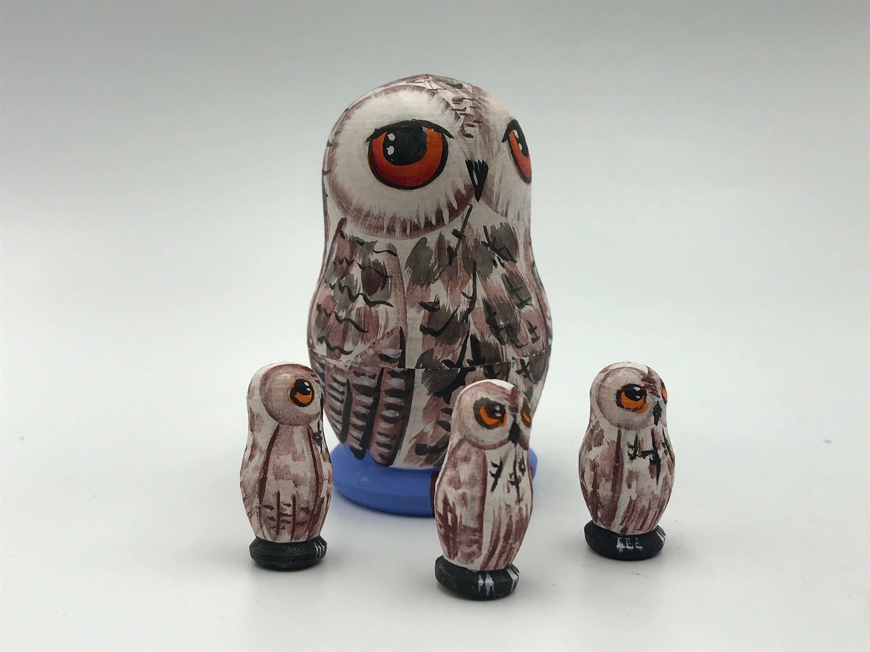 Owl Nesting Doll 3 Wood Handmade Hand Painted Etsy