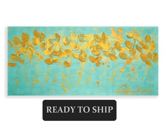 Black Mint Gold Impasto Wall Art Blue Mint Gold Impasto Wall