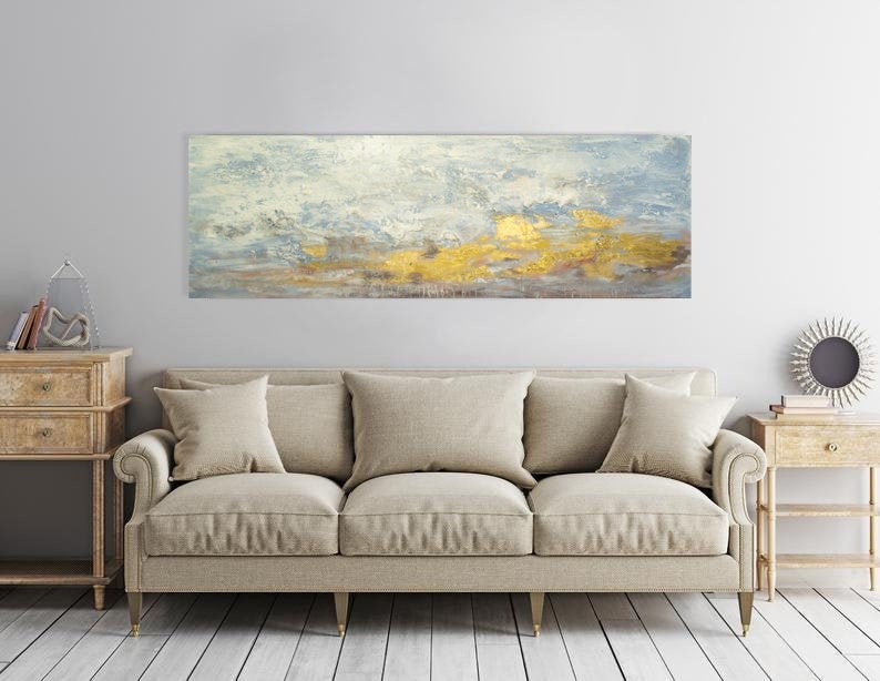 Above bed art Above couch art Narrow wall art Long horizontal Etsy