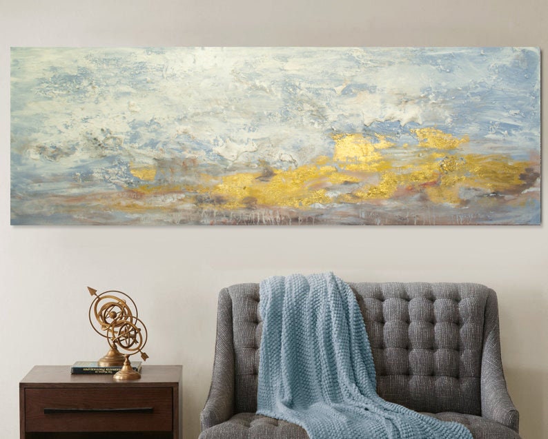 Above bed art Above couch art Narrow wall art Long horizontal | Etsy