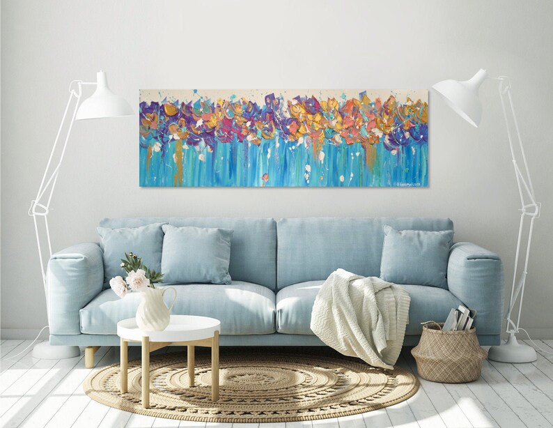 Huge Wall Art Master Bedroom Purple Canvas Mint Purple Aqua Etsy