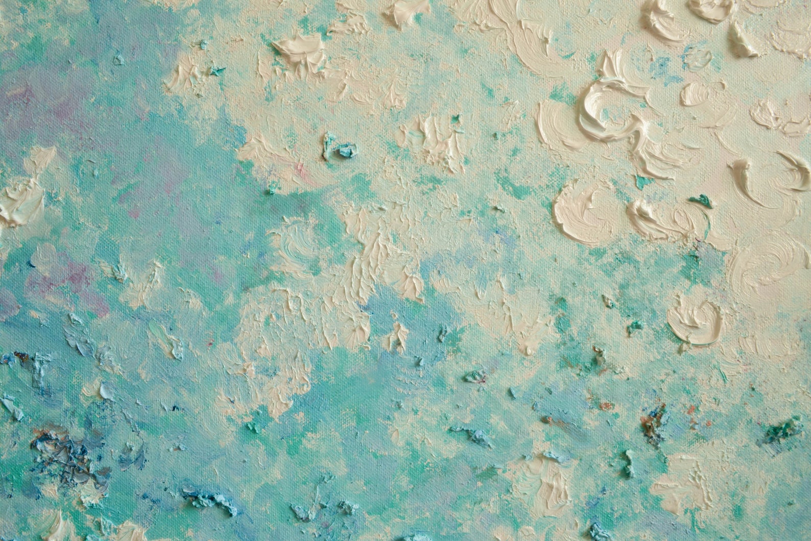 Extra Large Wall Art Oversize Blue Canvas Aqua Purple Impasto Etsy