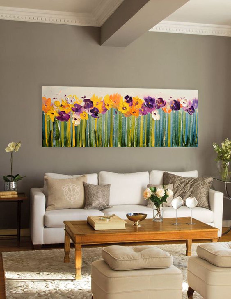 Extra large wall art Farmhouse painting Long narrow