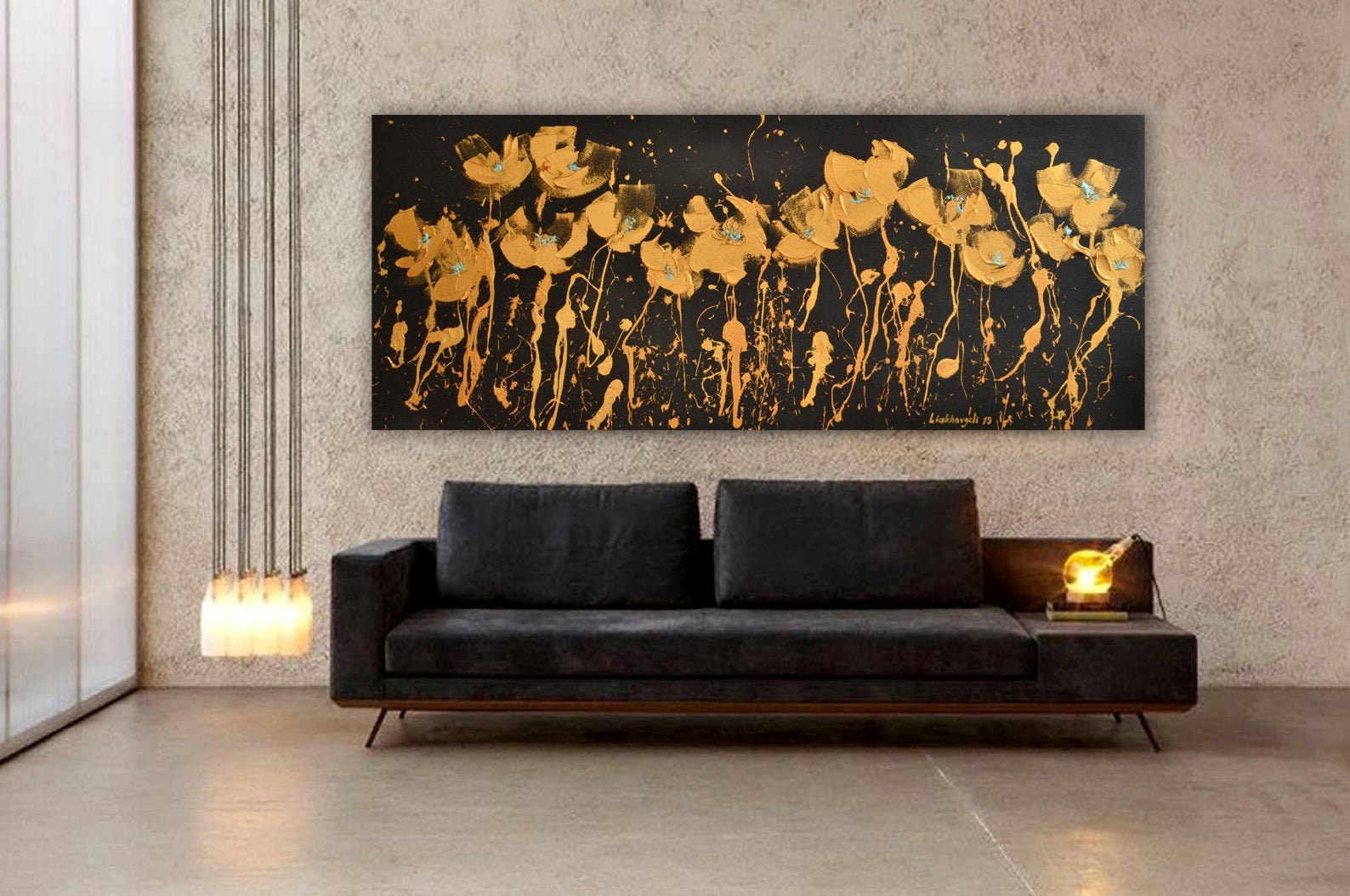 Gold schweres Wandbild Leinwand Benutzerdefinierte Blume Etsy