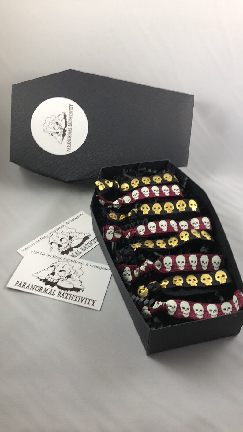 Skull Hair Ties In Black Coffin Gift Box Halloween Hair Etsy
