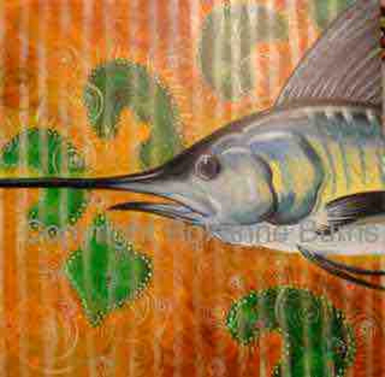 Marlin Swordfish Print Gift Original Design Deep Sea Sport Fishing Fisherman Woman Sport Weekend Nature Outdoors