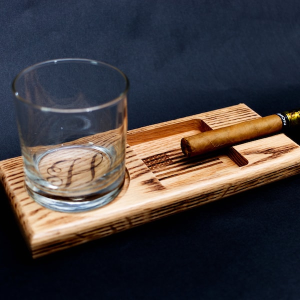 Cigar and Whiskey Pairing Tray - Personalized Laser Engraving