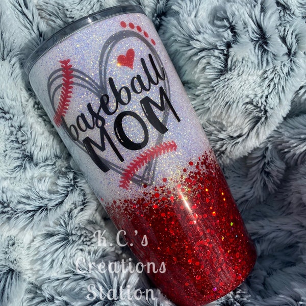 Baseball mom glitter tumbler, glitter tumbler, funny glitter tumbler, stainless steel tumbler, funny birthday gift, Christmas gift, sports m