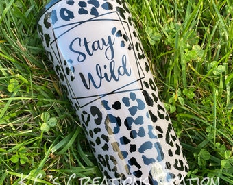 Stay wild leopard print tumbler, Be savage not average tumbler, animal print tumbler, wild and bougie, leopard print tumbler, personalizeB