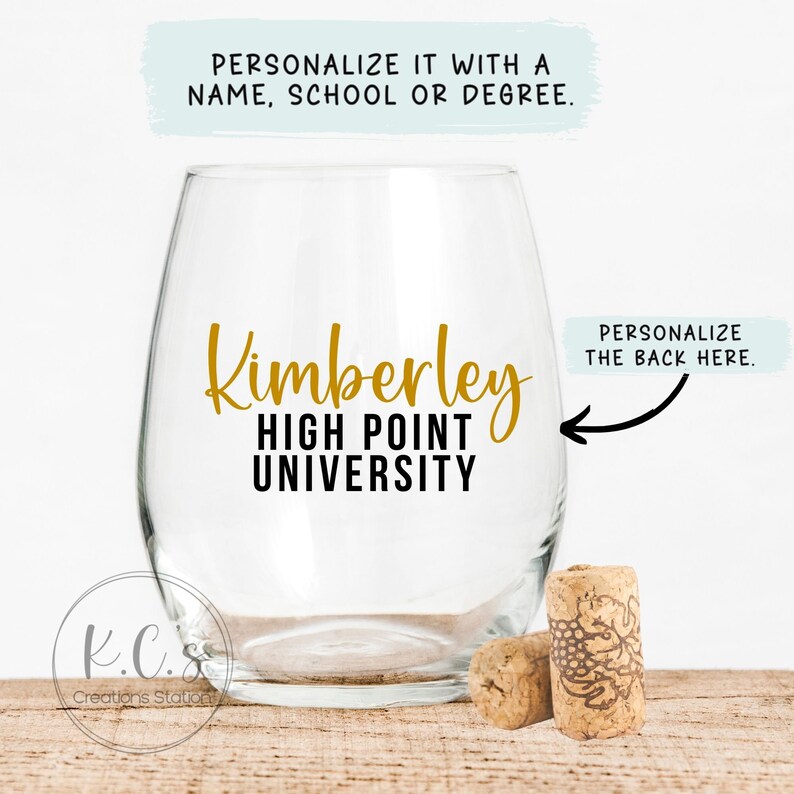 Mastered it wineglass.  A graduation gift for someone special who finally received their Masters Degree.  You can customize it with the school colors, and even personalize it with their name.  Pair it with a bottle of wine and you are all set.