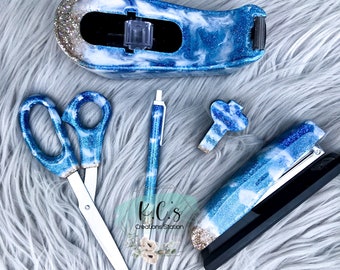 Glitter pencil stapler, glitter pencil office supplies, glitter pencil pen, glitter scissors, office supplies, teacher gifts, glitter desk