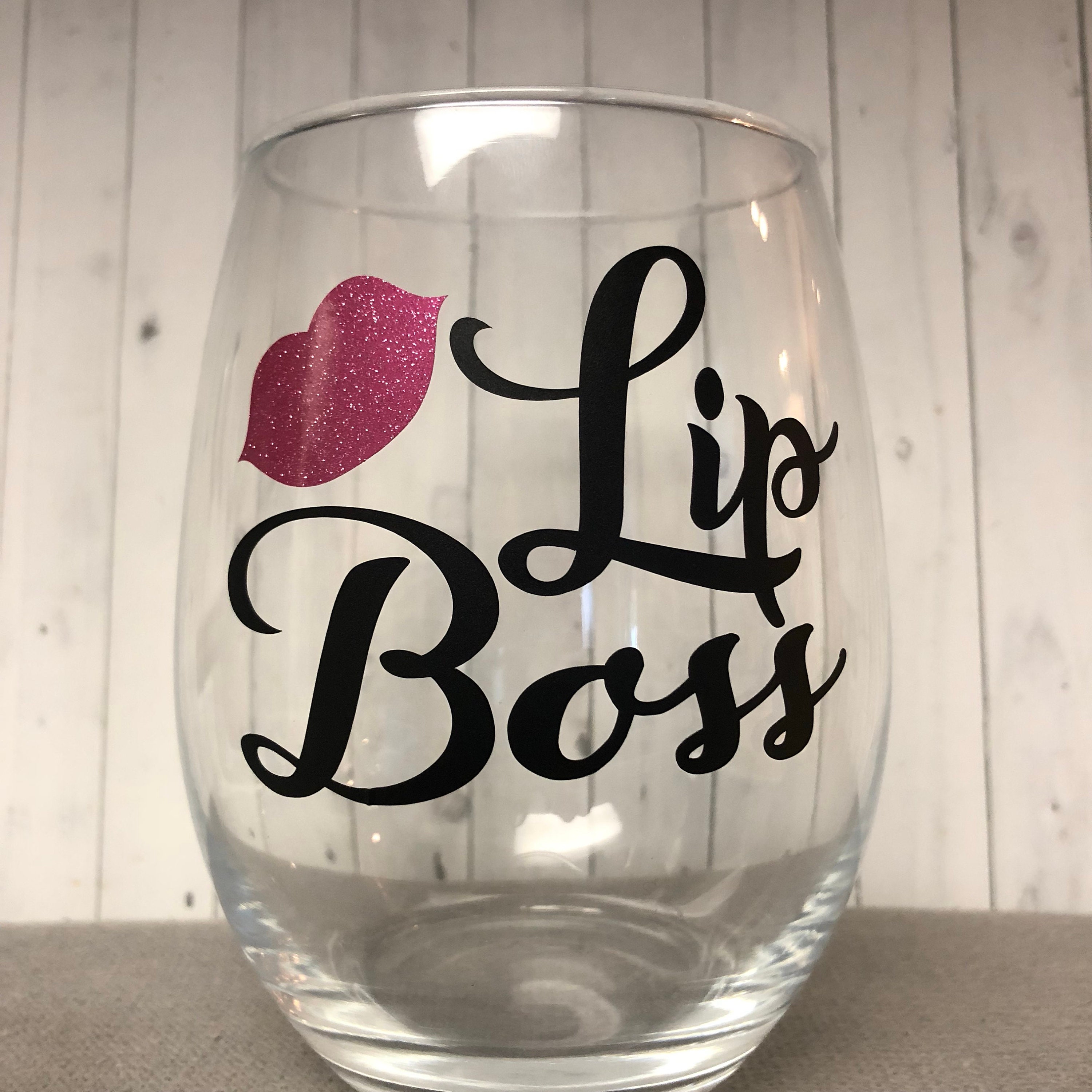 Lip boss wine glass lipsense wineglass boss lady wineglass Etsy