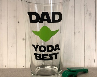 Star inspired fathers day gift, yoda best dad, christmas gift for dad, fathers day glass, yoda best dad glass, star wars holiday gift