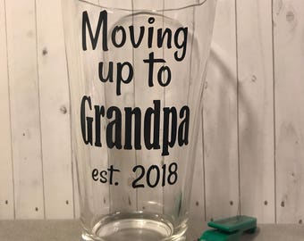 Grandpa announcement, baby announcement gift, gift for grandpa, first time grandpa, baby announcement glass, gifts for him