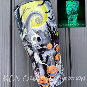 Halloween tattoo tumbler, glow in the dark tumbler, nightmare inspired tumbler, this is halloween tumbler, spooky