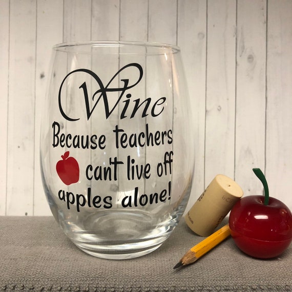 Teacher Gift Teacher Wine Glass Christmas Teacher Gift Etsy