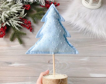 Fabric Christmas tree 13,4" Blue decor Xmas decoration Holiday Decorations Gift for christmas Winter decor Blue christmas tree
