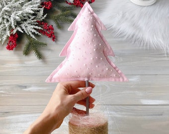 Textile Christmas tree 13,4" Pink decor Xmas decoration Holiday Decorations Gift for christmas Winter decor Pink Christmas tree