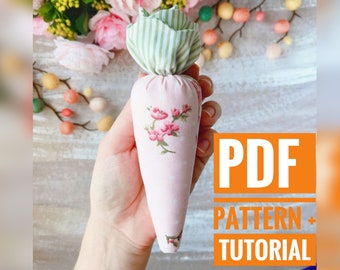 Carrot PDF Tutorial Fabric carrots Easter Carrot Pattern Easter ornament Easter decoration pattern Tutorial fake food Cute carrot Baby toy