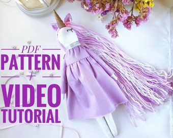 Video tutorial Unicor toy Tutorial Unicorn doll PDF sewing pattern for Doll Unicorn 12" (30 cm )  DIY