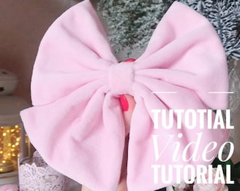 Bow sewing pattern pdf Bow video tutorial Plush bow PDF Pattern Fabric bow Pink bow tutorial Festive decor